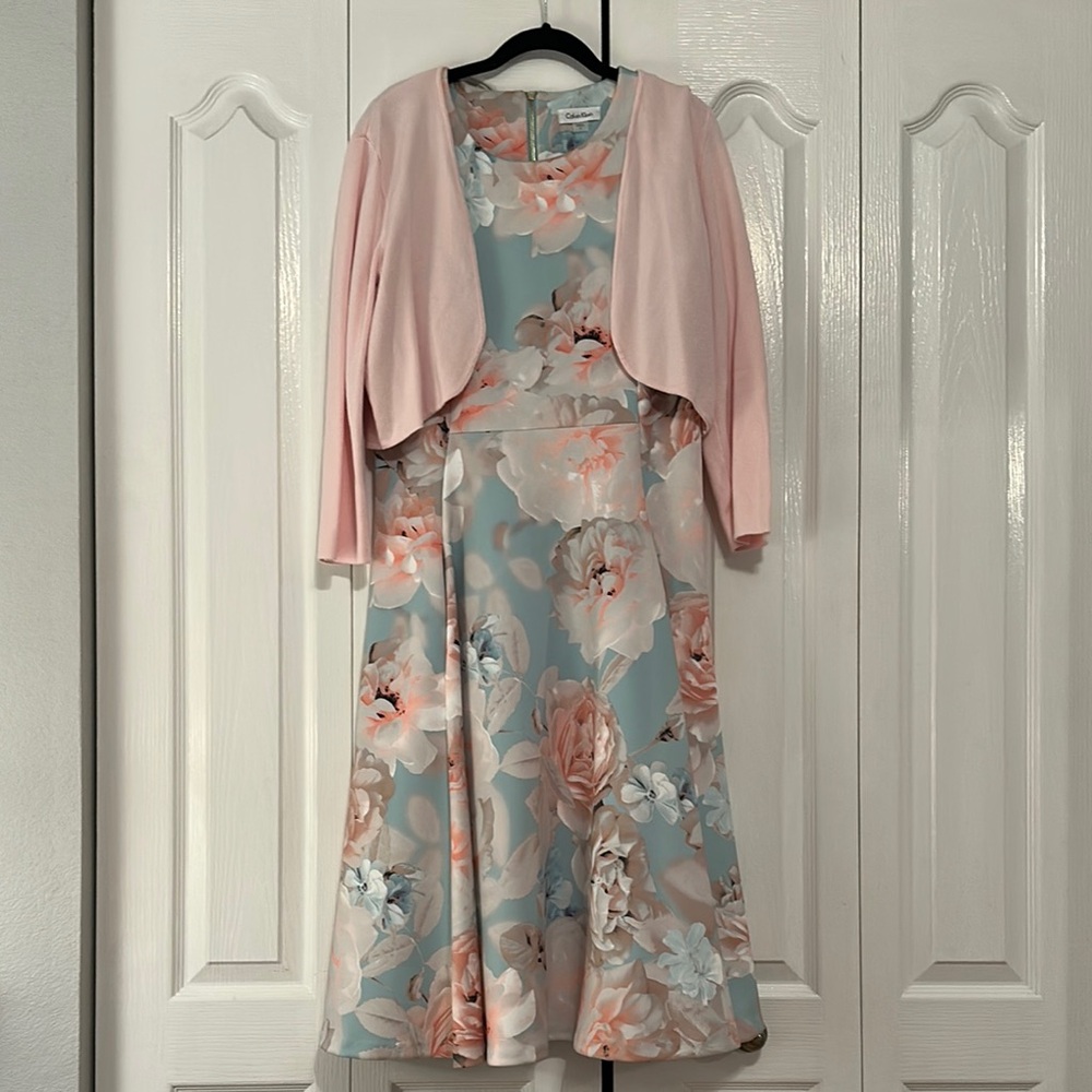 Calvin Klein Floral Pink and Blue Dress